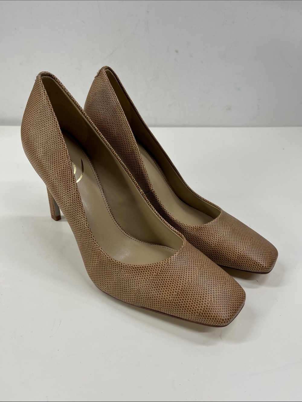 New Sam Edelman Beth Square Toe Pumps High Heels in Tan/Brown Size 8